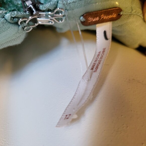 Free People Sparkle Dress Size 12 Mint Green Strapless Mini Ruffle Top NWOT - Picture 9 of 9